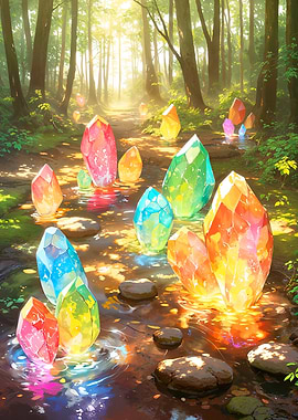 Rainbow Crystals in Forest Stream