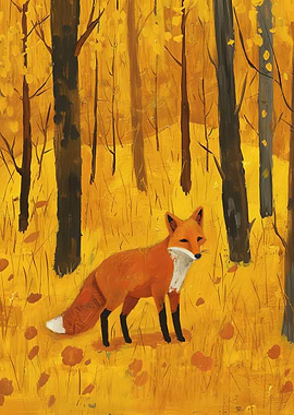 Fox in Autumn Forest