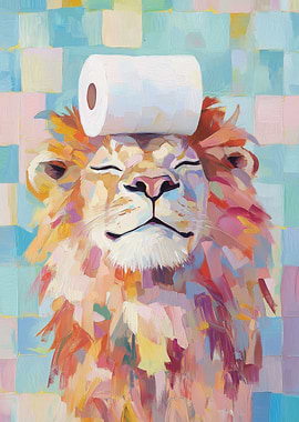 Lion with Toilet Paper