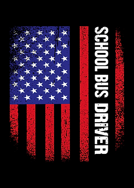 School Bus American Flag