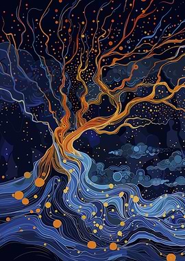 Abstract Tree with Stars