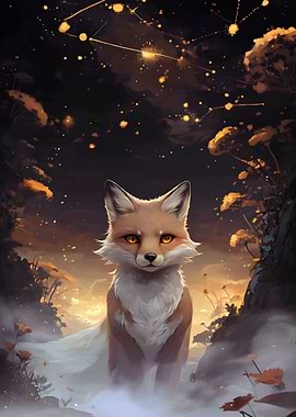 Fox Under a Starry Sky