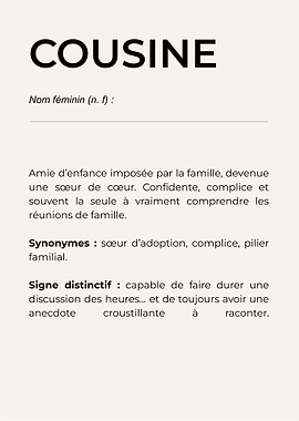 French Word Definition: Cousine