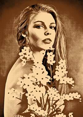 Woman with Flowers in Sepia