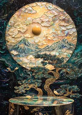 Nacreous Mountain Landscape