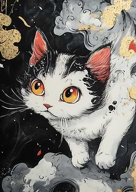 Japanese Style Cat Art