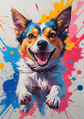 Happy Dog in Color Splashes