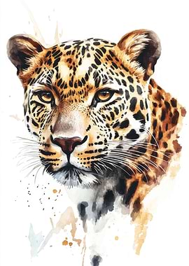 Leopard Watercolor Portrait