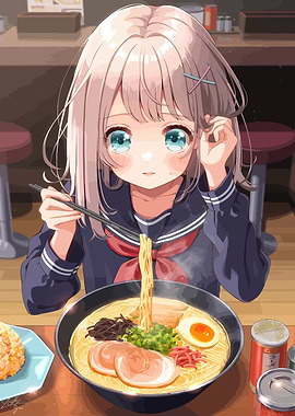 Anime Girl Eating Ramen