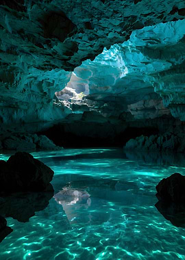 Cave with Turquoise Water
