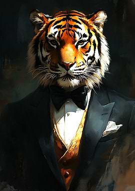 Tiger in Tuxedo Anthropomorphic