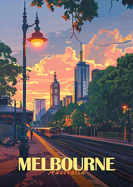 Melbourne Cityscape Sunset