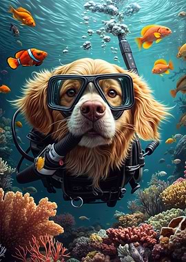 Golden Retriever Diving