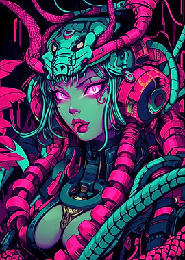 Cyberpunk Snake Woman