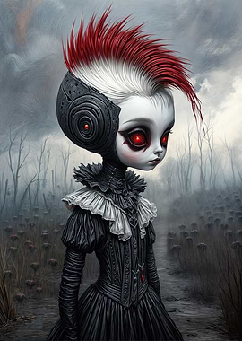 Cyberpunk Doll in a Dark Forest