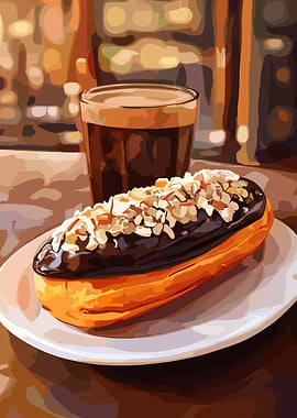 Chocolate Eclair and Coffee