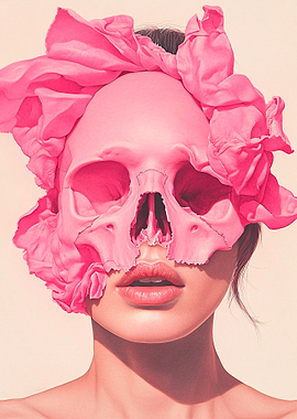 Pink Skull with Flowers