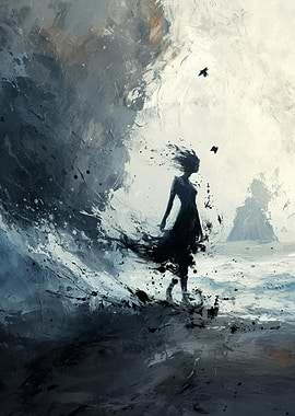 Silhouette Woman in Storm