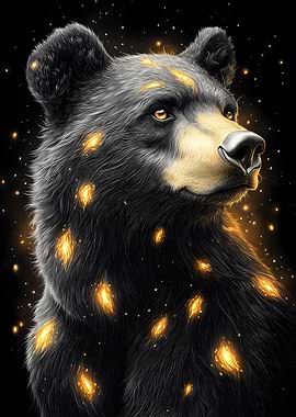 Black Bear with Golden Glow Animal