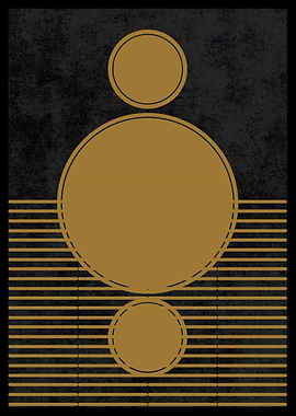 Gold Circles Abstract Art