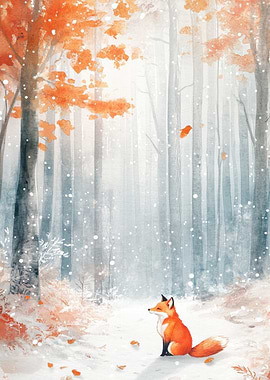 Fox in Winter Forest