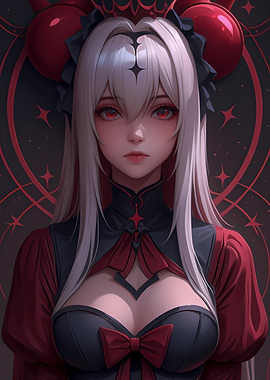 Anime Girl with Red Eyes Gaming