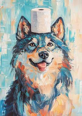 Wolf with Toilet Paper Hat