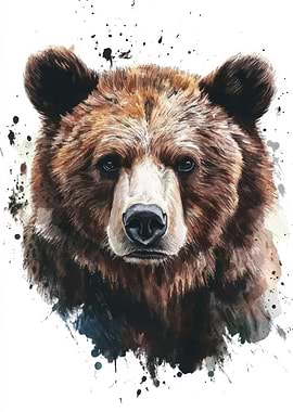Watercolor Bear Portrait