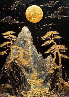 Golden Mountain Landscape