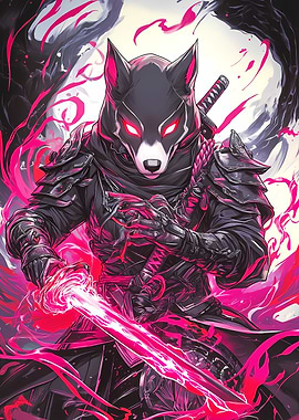 Dalmatian Dog Samurai Warrior