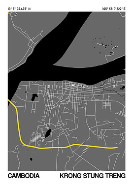 Krong Stung Treng City Street Map