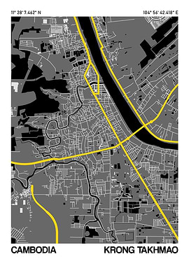 Krong Takhmao City Street Map