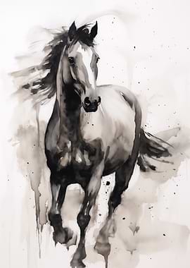 Black Horse Watercolor