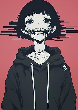 Anime Girl with Glitch Effect