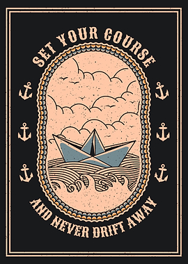 Vintage paper boat nautical art