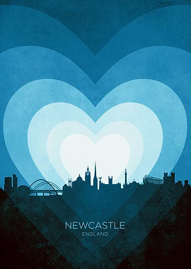 Newcastle England Skyline Hearts Blue