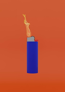 Blue Lighter with Flame