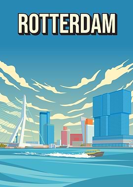 Rotterdam Skyline Dutch Travel Poster