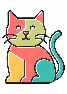 Colorful Cat Illustration