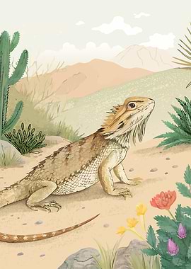 Bearded Dragon in Desert