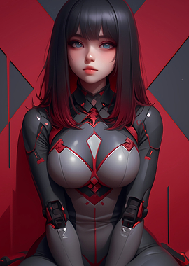 Cyberpunk Anime Girl Gaming