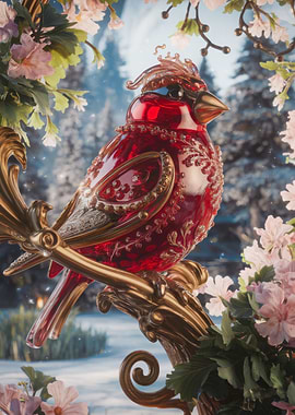 Ornate Glass Bird Figurine