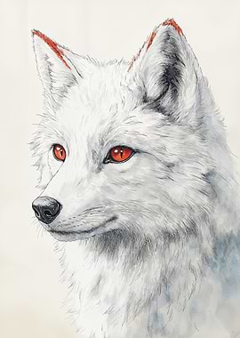 White Wolf with Red Eyes