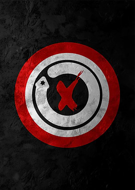 Red and White Circle Logo