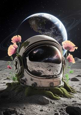 Astronaut Helmet on the Moon