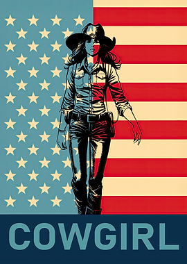 Cowgirl American Flag