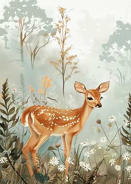 Fawn in Forest