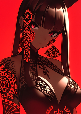 Anime Girl with Red Eyes Gaming