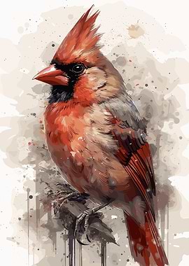Cardinal Watercolor Painting