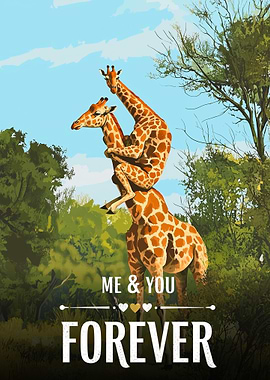 Giraffe Couple Forever